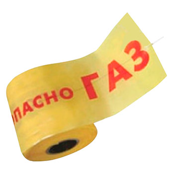 Лента сигнальная детекционная «Огнеопасно газ» ЛСГ-200, 200мм х 250м х 50мкм, один проводник